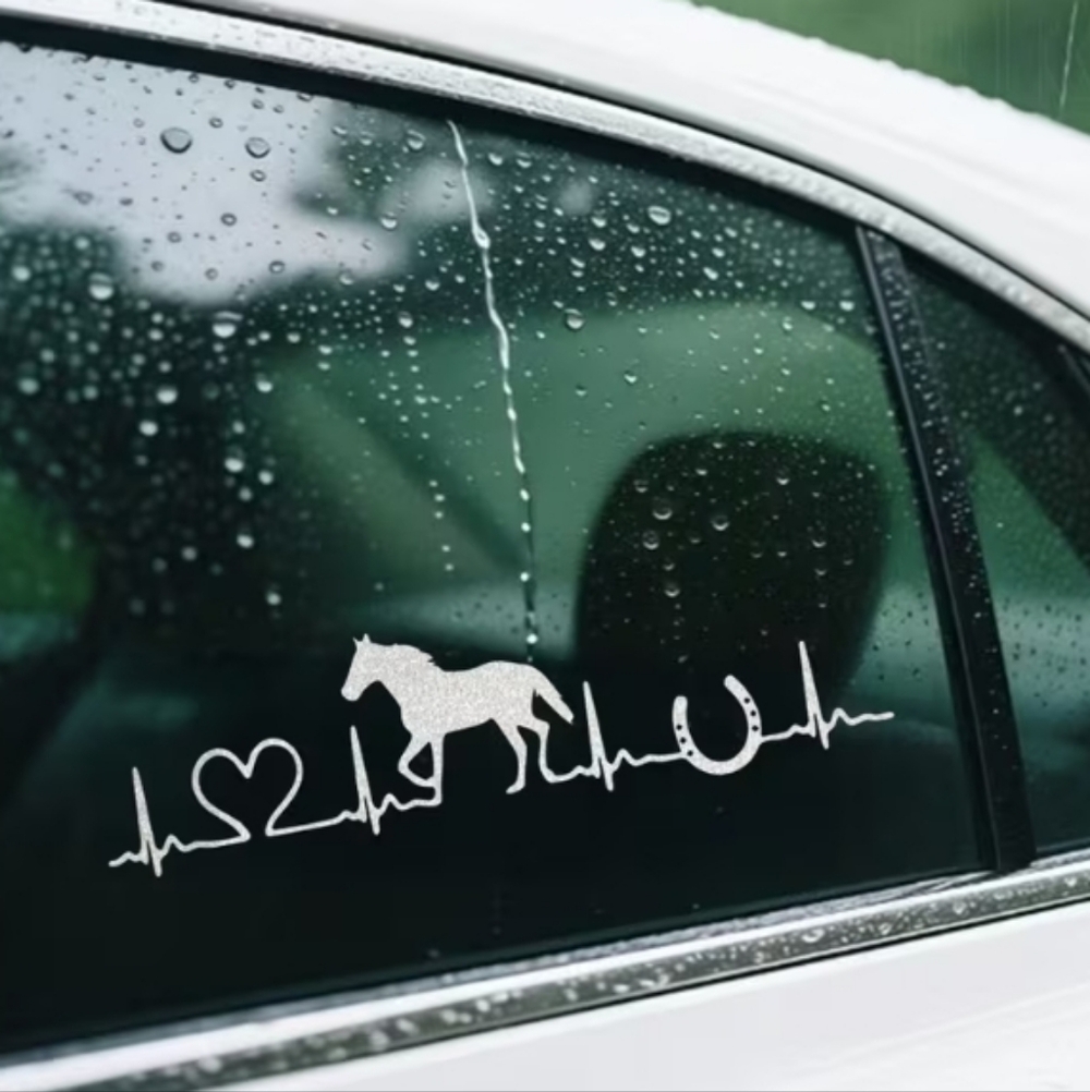 EKG Love Heart Horses Horse Shoe Vinyl Graphic Auto Laptop Decal Animal‎ Sticker